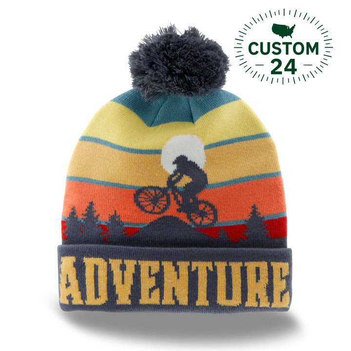 Adventure Beanie Knit Winter Hat with Pom Pom for Cycling Hiking Outdoor Sports