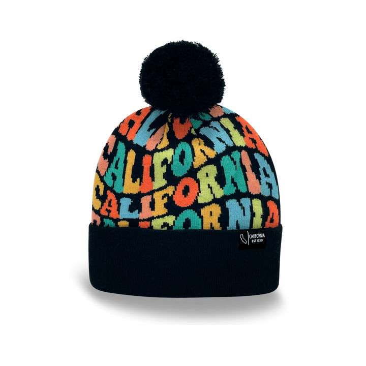 CALIFORNIA Colorful Pom Pom Beanie - Warm Knitted Winter Hat