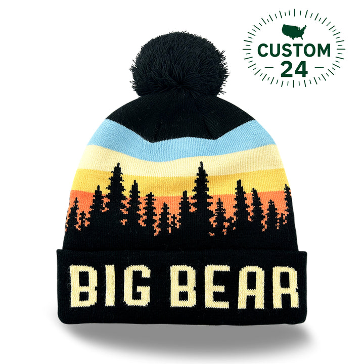 Big Bear Forest Adventure Knit Beanie Hat with Pom Souvenir Gift