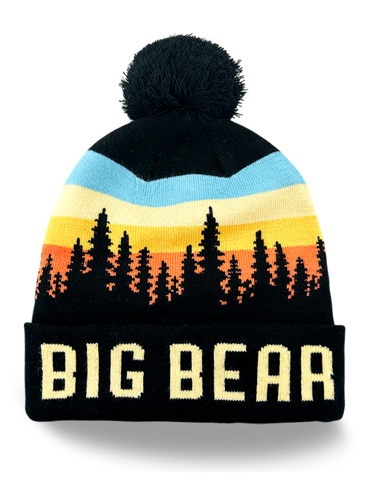 Big Bear Forest Adventure Knit Beanie Hat with Pom Souvenir Gift