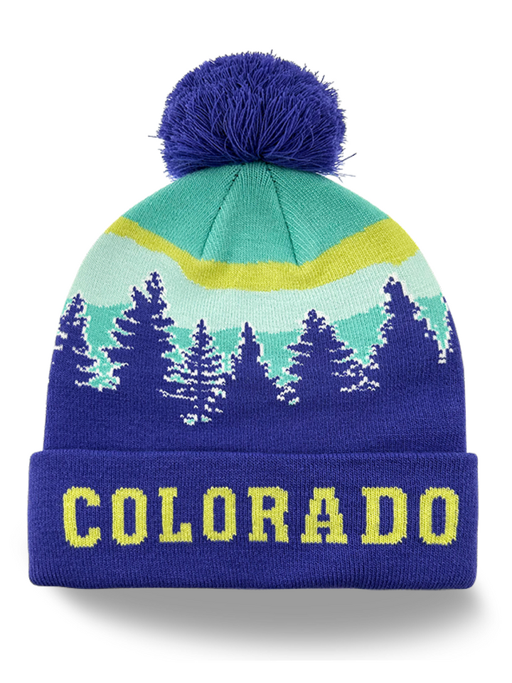 Colorado Mountain Sunset Knit Pom Beanie Souvenir Outdoor Winter Hat