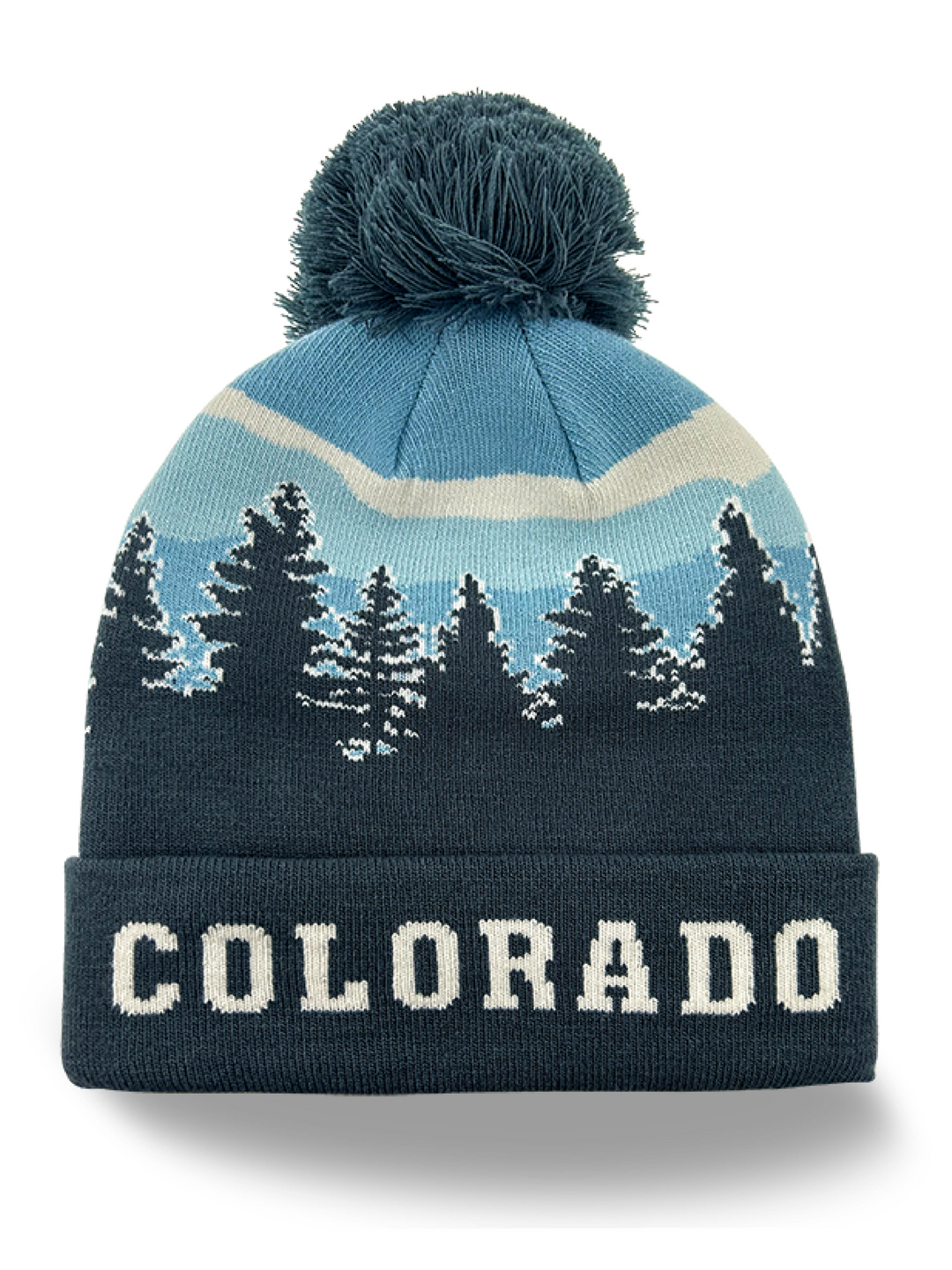 Colorado Mountain Sunset Knit Pom Beanie Souvenir Outdoor Winter Hat
