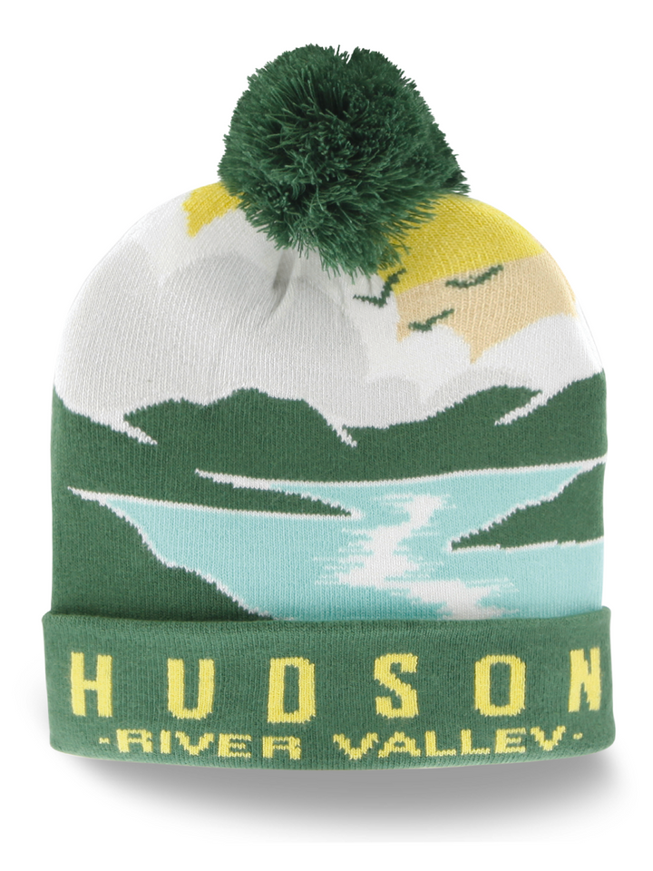 Hudson River Valley Scenic Pom Pom Knit Beanie Winter Travel Souvenir Hat