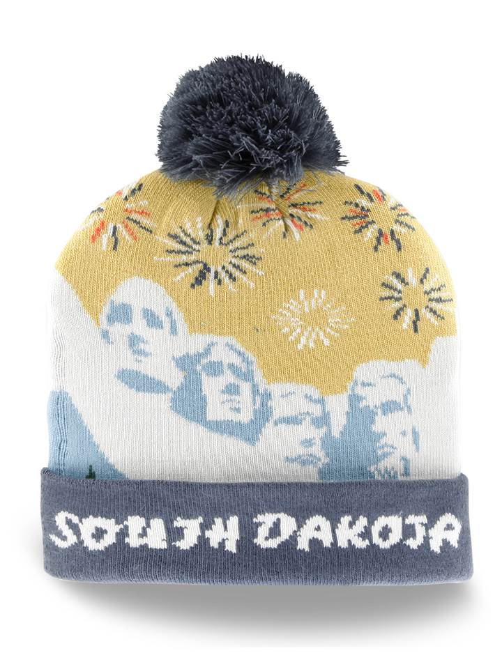 South Dakota Mount Rushmore Knit Beanie with Pom Pom Warm Outdoor Winter Hat