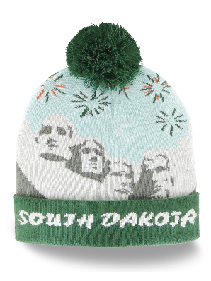 South Dakota Mount Rushmore Knit Beanie with Pom Pom Warm Outdoor Winter Hat