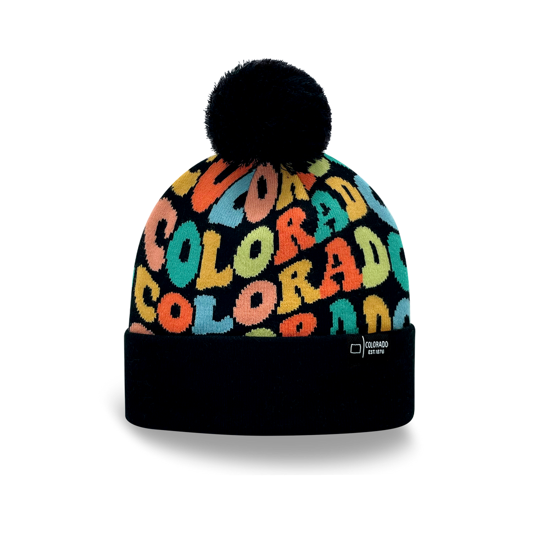 COLORADO Colorful Pom Pom Beanie - Warm Knitted Winter Hat