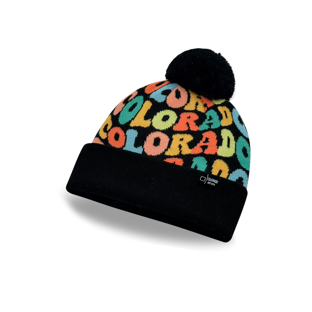 COLORADO Colorful Pom Pom Beanie - Warm Knitted Winter Hat