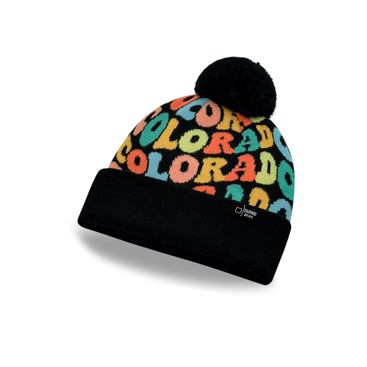 COLORADO Colorful Pom Pom Beanie - Warm Knitted Winter Hat