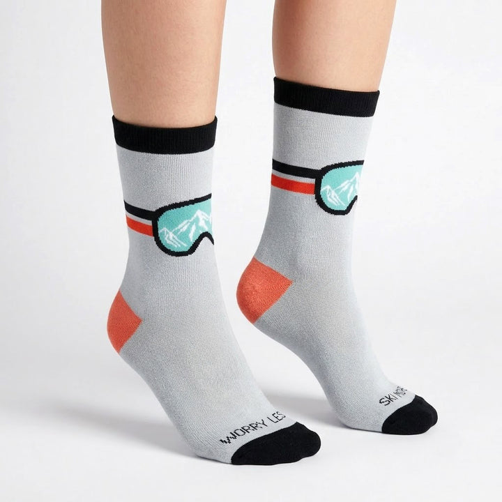 Men's Ski Goggles Crew Socks – Mountain Winter Sports Cotton Crew Socks | Ski Resort Gift Socks