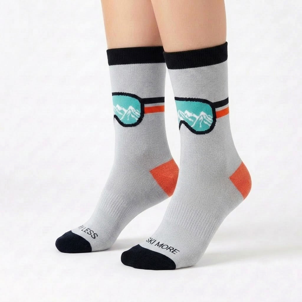 Men's Ski Goggles Crew Socks – Mountain Winter Sports Cotton Crew Socks | Ski Resort Gift Socks