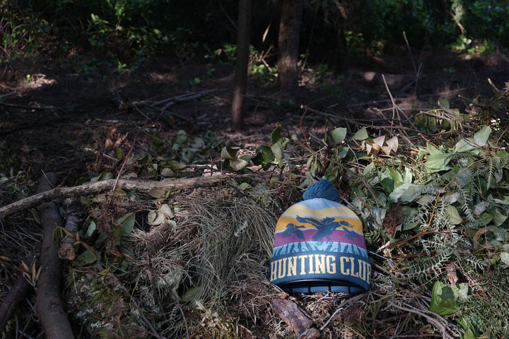 Hunting Club Knit Beanie with Pom Pom, Winter Hat for Bird Hunting Outdoor Sports