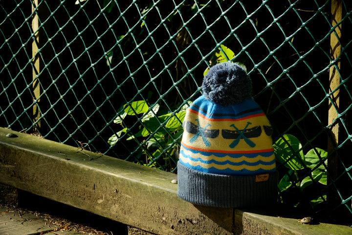 Canoe Paddle Knit Beanie with Pom Pom Winter Hat Outdoor Lake Adventure Snow Gear