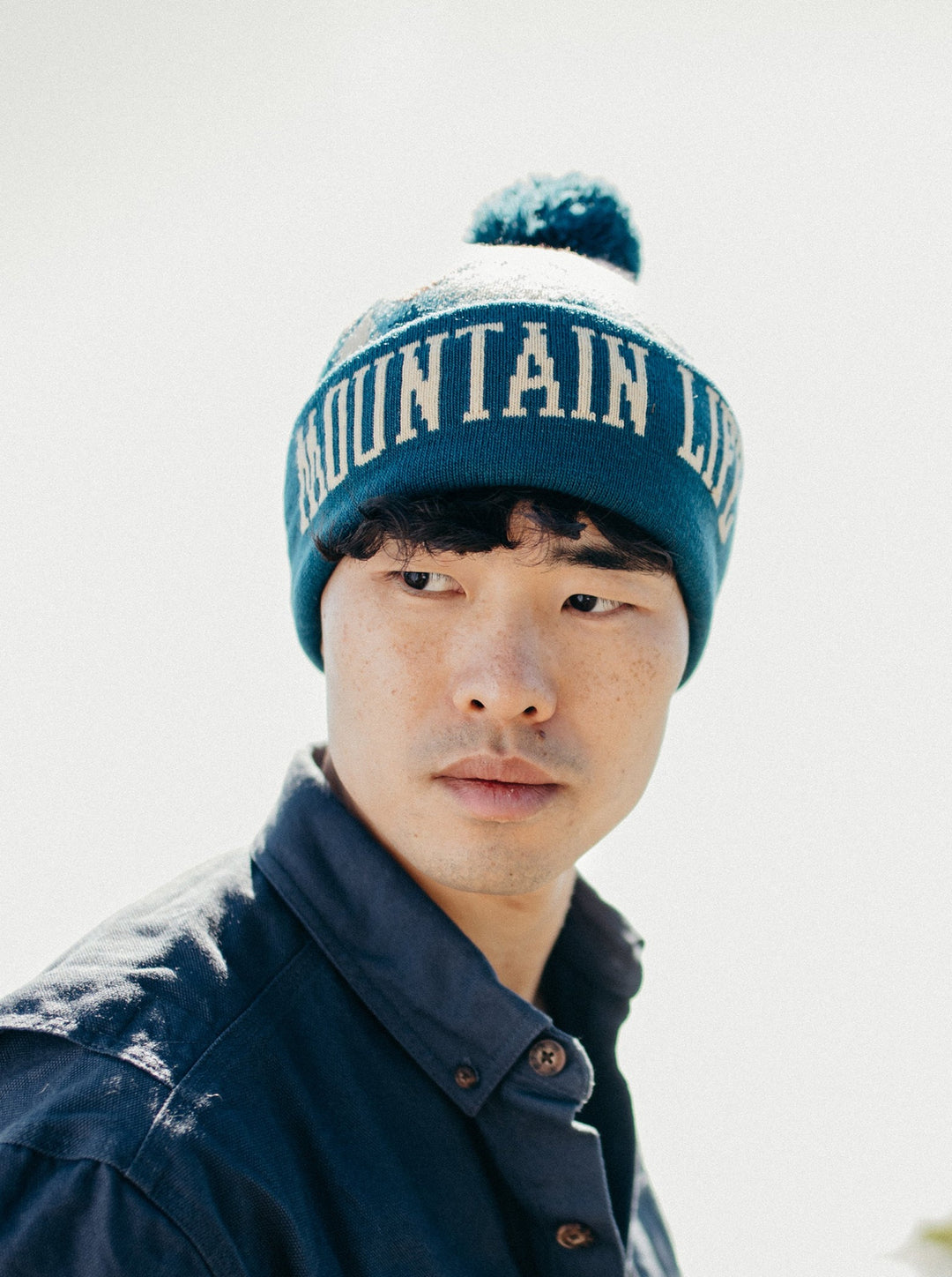Mountain Life Knit Beanie with Pom Pom Winter Hat for Hiking Camping Outdoors