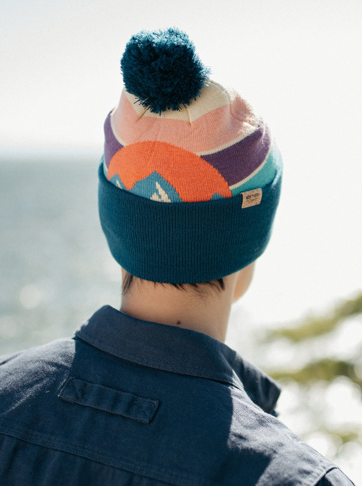 Mountain Life Knit Beanie with Pom Pom Winter Hat for Hiking Camping Outdoors