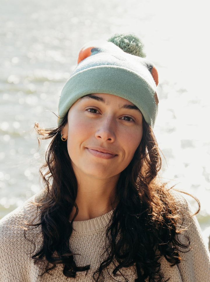 Lake Life Knit Beanie with Pom Pom Winter Hat – Canoe Adventure Outdoor Style
