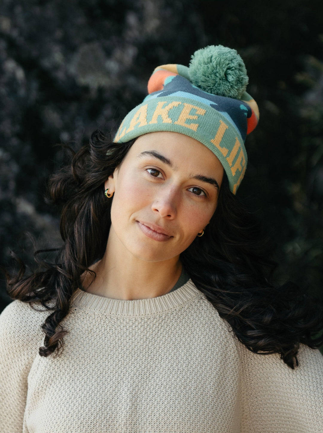 Lake Life Knit Beanie with Pom Pom Winter Hat – Canoe Adventure Outdoor Style