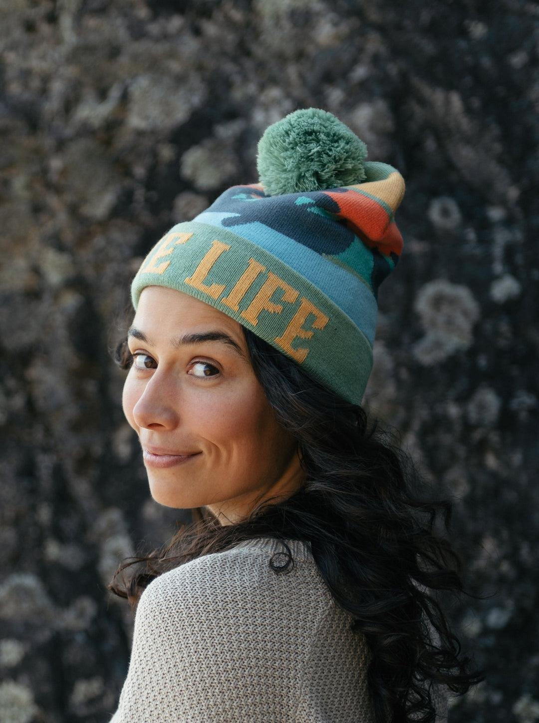 Lake Life Knit Beanie with Pom Pom Winter Hat – Canoe Adventure Outdoor Style