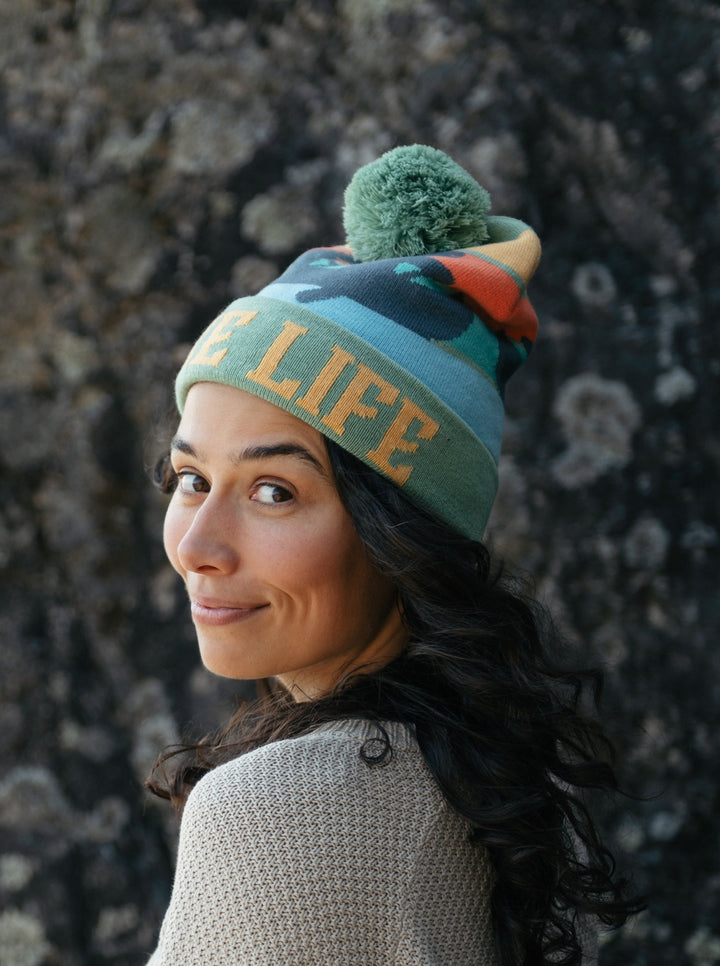 Lake Life Knit Beanie with Pom Pom Winter Hat – Canoe Adventure Outdoor Style