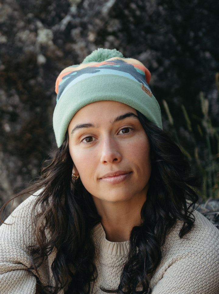 Lake Life Knit Beanie with Pom Pom Winter Hat – Canoe Adventure Outdoor Style