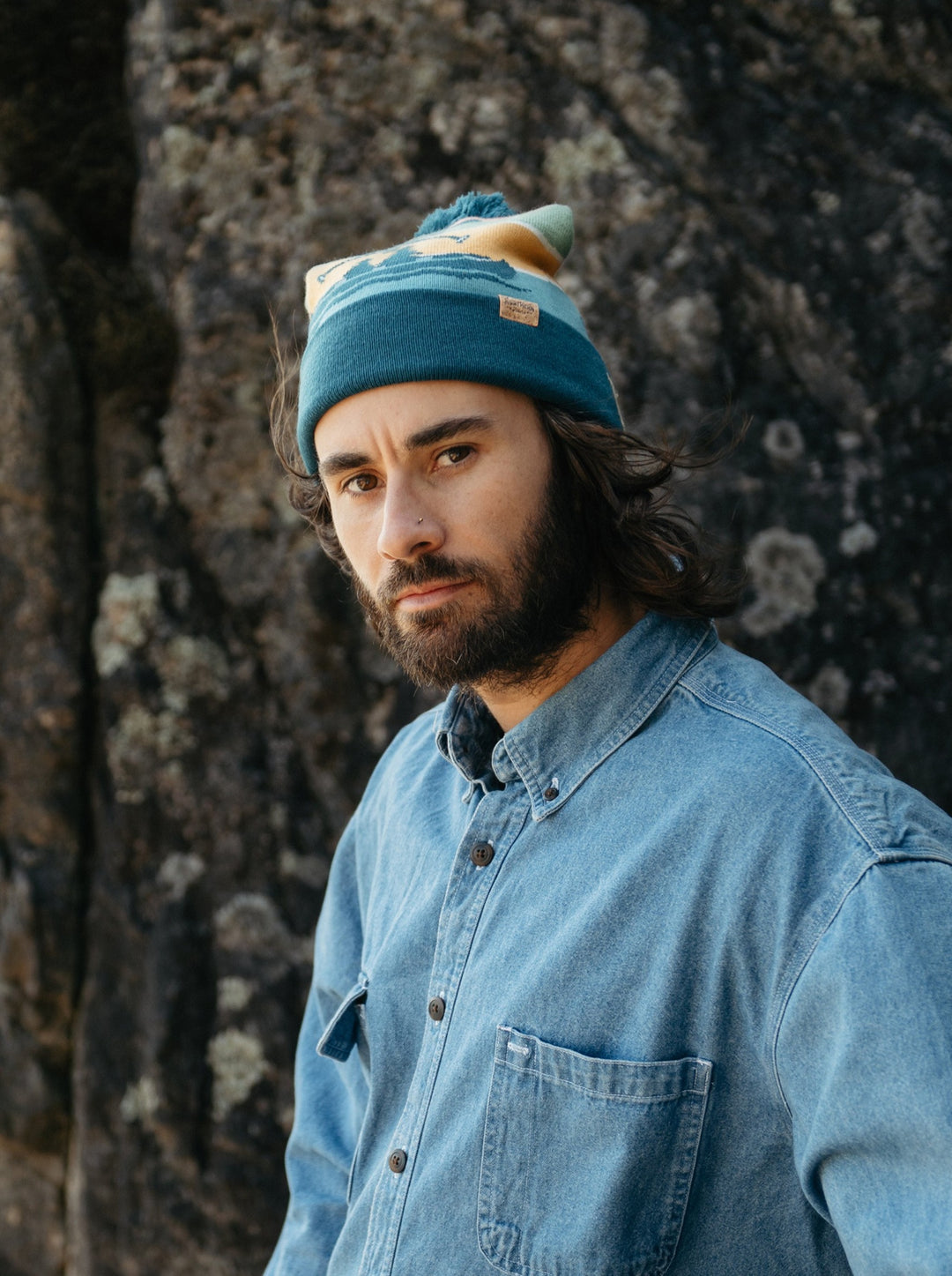 Lake Life Knit Beanie with Pom Pom Winter Hat Outdoor Canoe Adventure