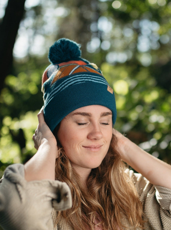 Camp Life Knit Beanie with Pom Pom, Outdoor Camping Winter Hat