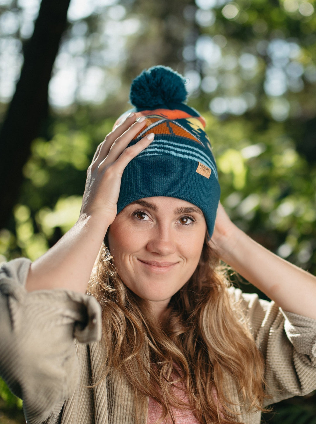 Camp Life Knit Beanie with Pom Pom, Outdoor Camping Winter Hat