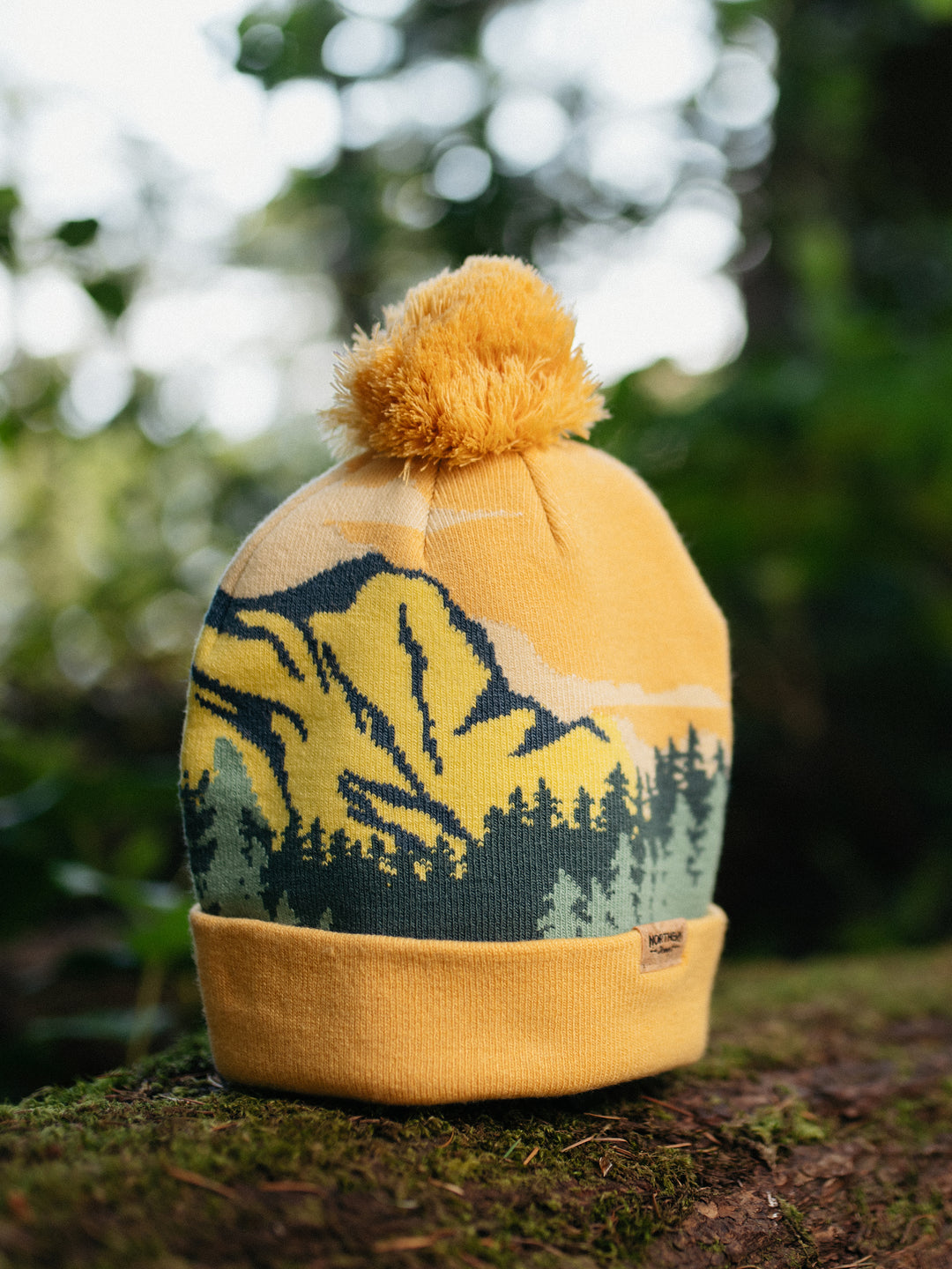 Yosemite National Park Beanie Hat Outdoor Hiking Knit Cap with Mountain Forest Pom Pom