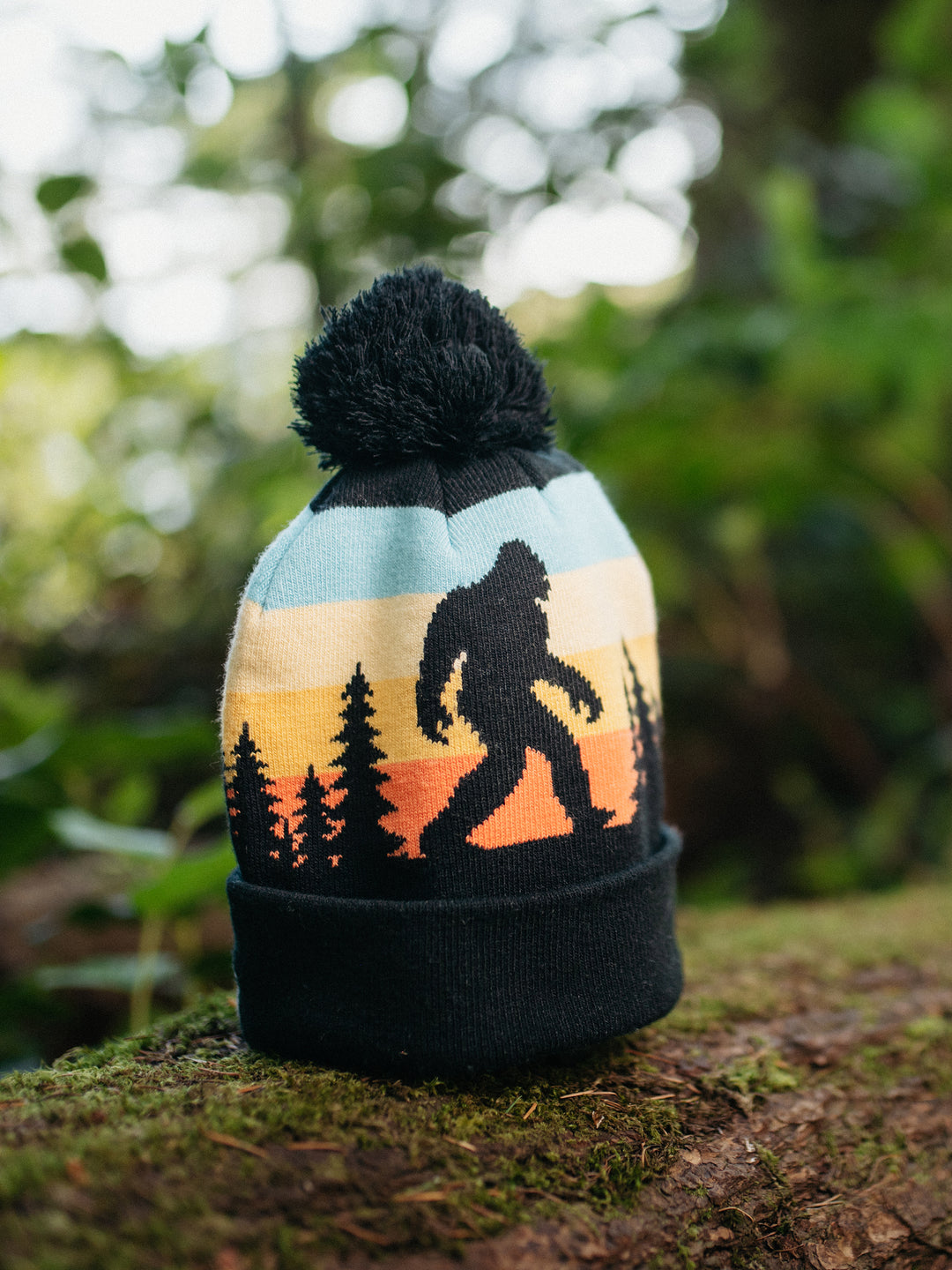 Great Smoky Mountains Beanie Hat with Pom Pom Bigfoot Sasquatch Hiking Knit Cap Gift