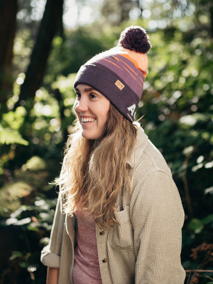 Acadia National Park Beanie Hat with Puffin Pom Pom Winter Knit Cap Outdoor Hiking Hat