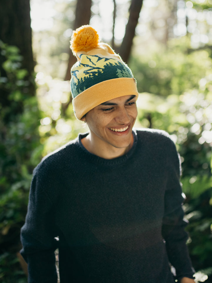 Yosemite National Park Beanie Hat Outdoor Hiking Knit Cap with Mountain Forest Pom Pom