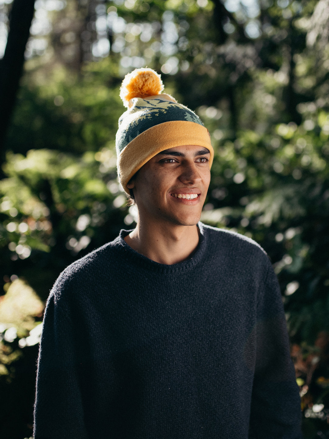 Yosemite National Park Beanie Hat Outdoor Hiking Knit Cap with Mountain Forest Pom Pom