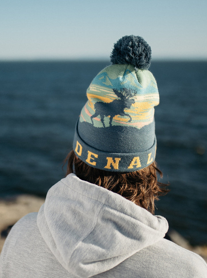 Denali National Park Beanie Winter Knit Hat with Pom Pom Warm Souvenir