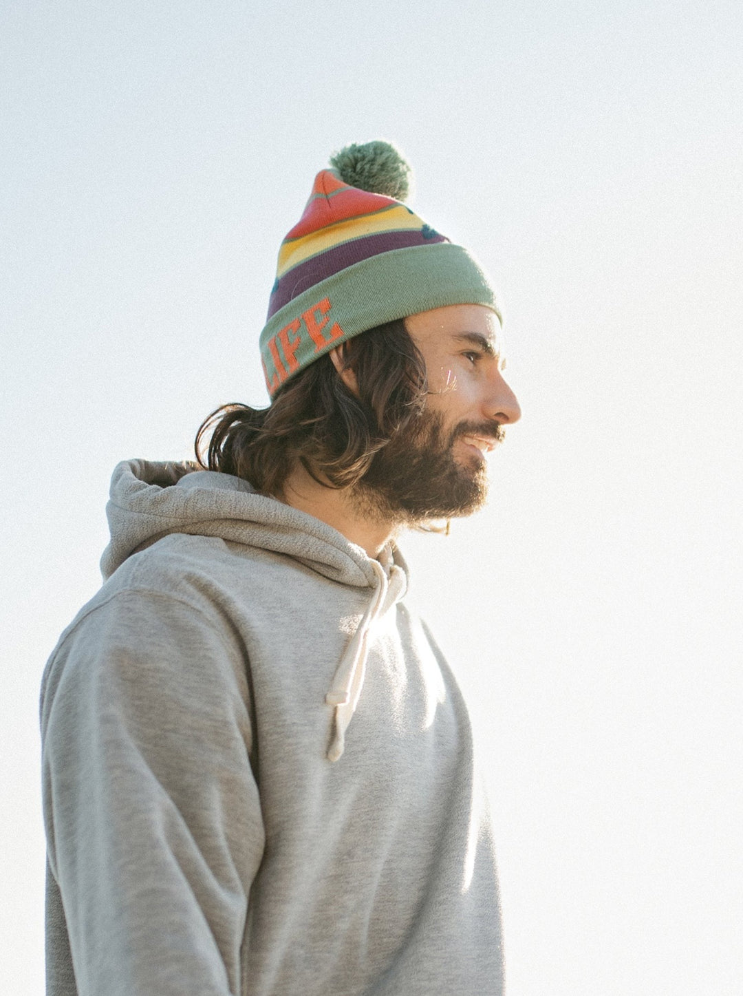 Camp Life Knit Beanie with Pom Pom Winter Hat for Camping and Outdoor Adventure