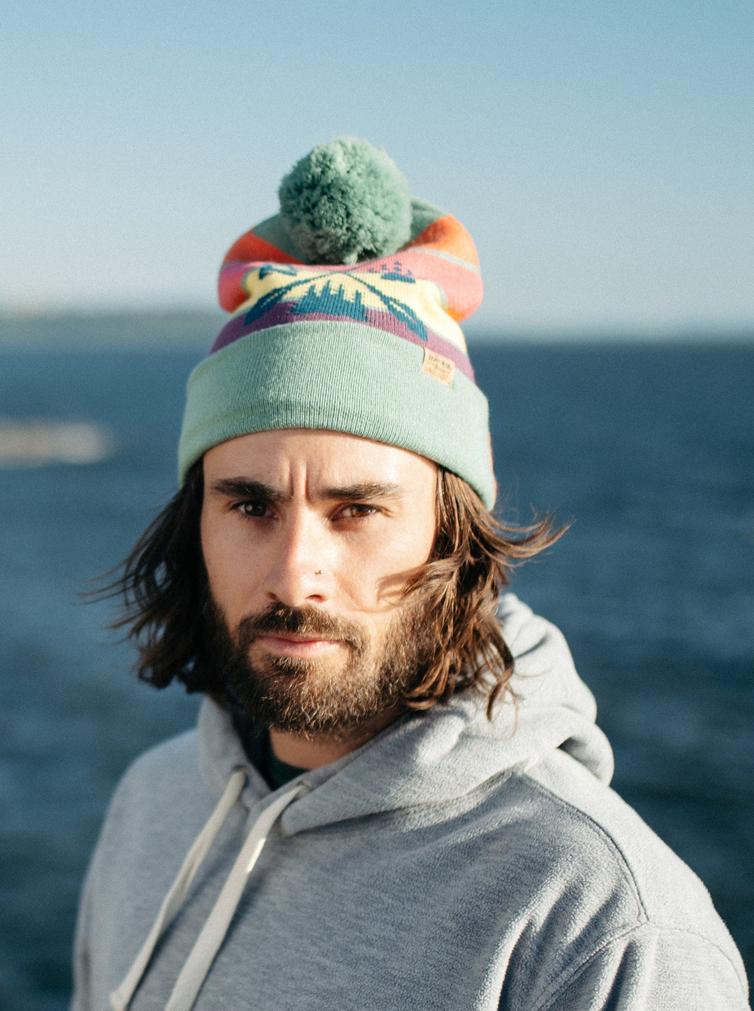 Camp Life Knit Beanie with Pom Pom Winter Hat for Camping and Outdoor Adventure