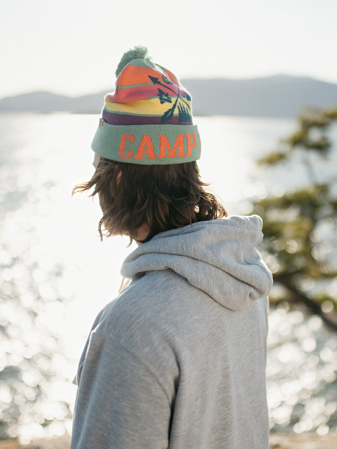 Camp Life Knit Beanie with Pom Pom Winter Hat for Camping and Outdoor Adventure