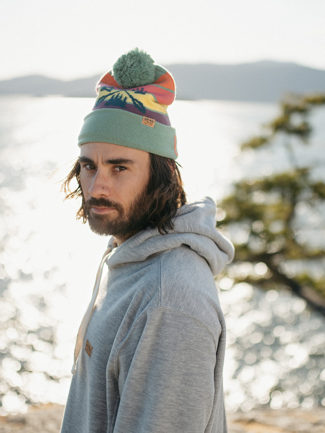 Camp Life Knit Beanie with Pom Pom Winter Hat for Camping and Outdoor Adventure