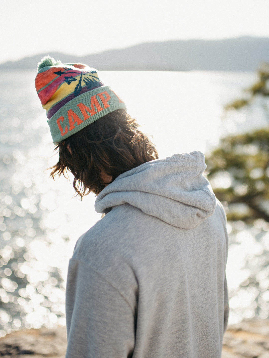 Camp Life Knit Beanie with Pom Pom Winter Hat for Camping and Outdoor Adventure