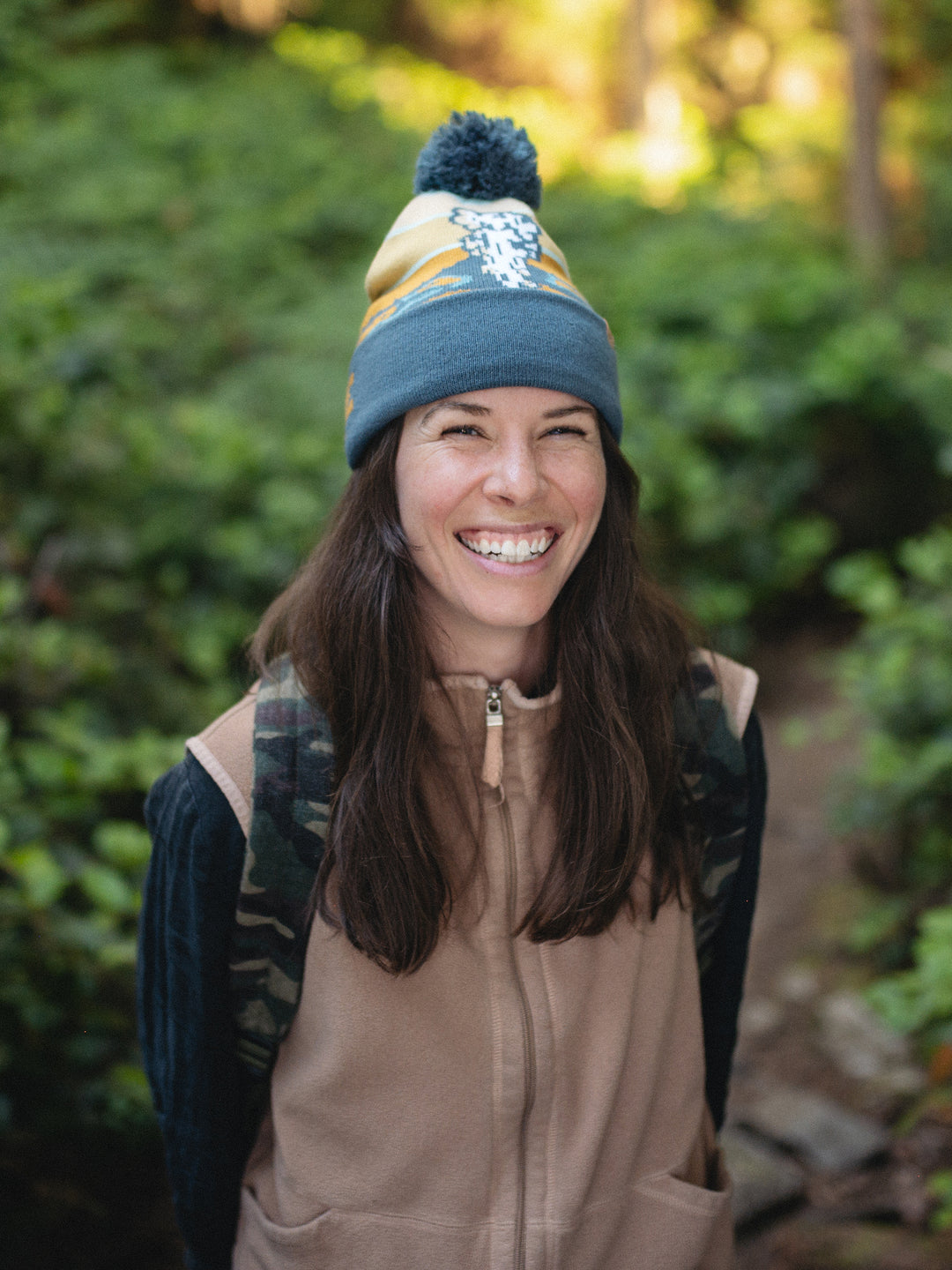 Yellowstone National Park Knit Beanie Hat with Pom Pom Winter Outdoor Geyser Design Cap
