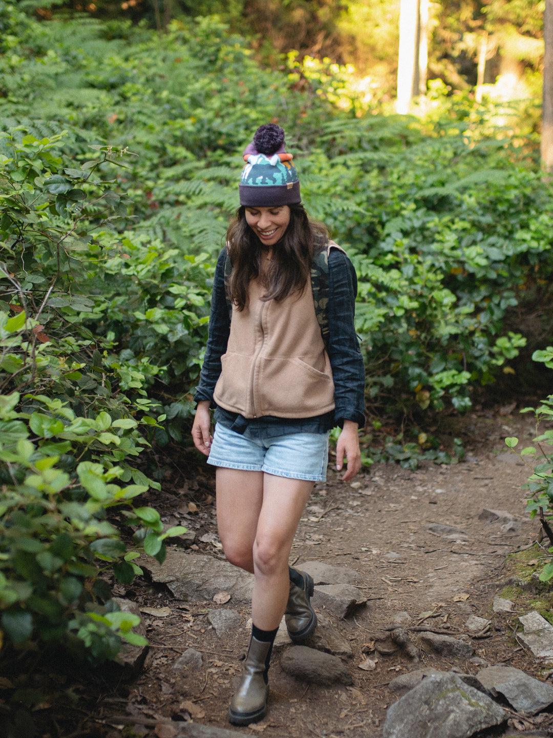 Yellowstone National Park Beanie Hat Outdoor Hiking Knit Cap with Bear Mountain Pom Pom