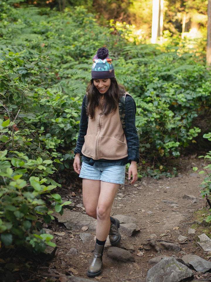 Yellowstone National Park Beanie Hat Outdoor Hiking Knit Cap with Bear Mountain Pom Pom