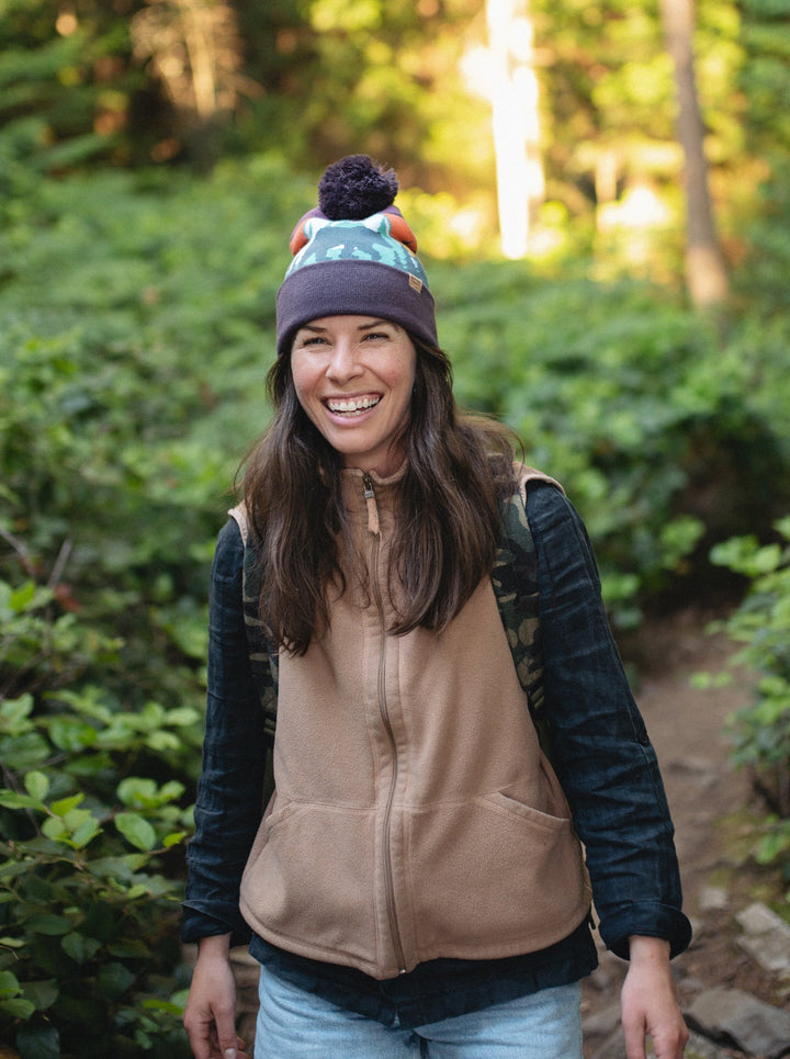 Yellowstone National Park Beanie Hat Outdoor Hiking Knit Cap with Bear Mountain Pom Pom