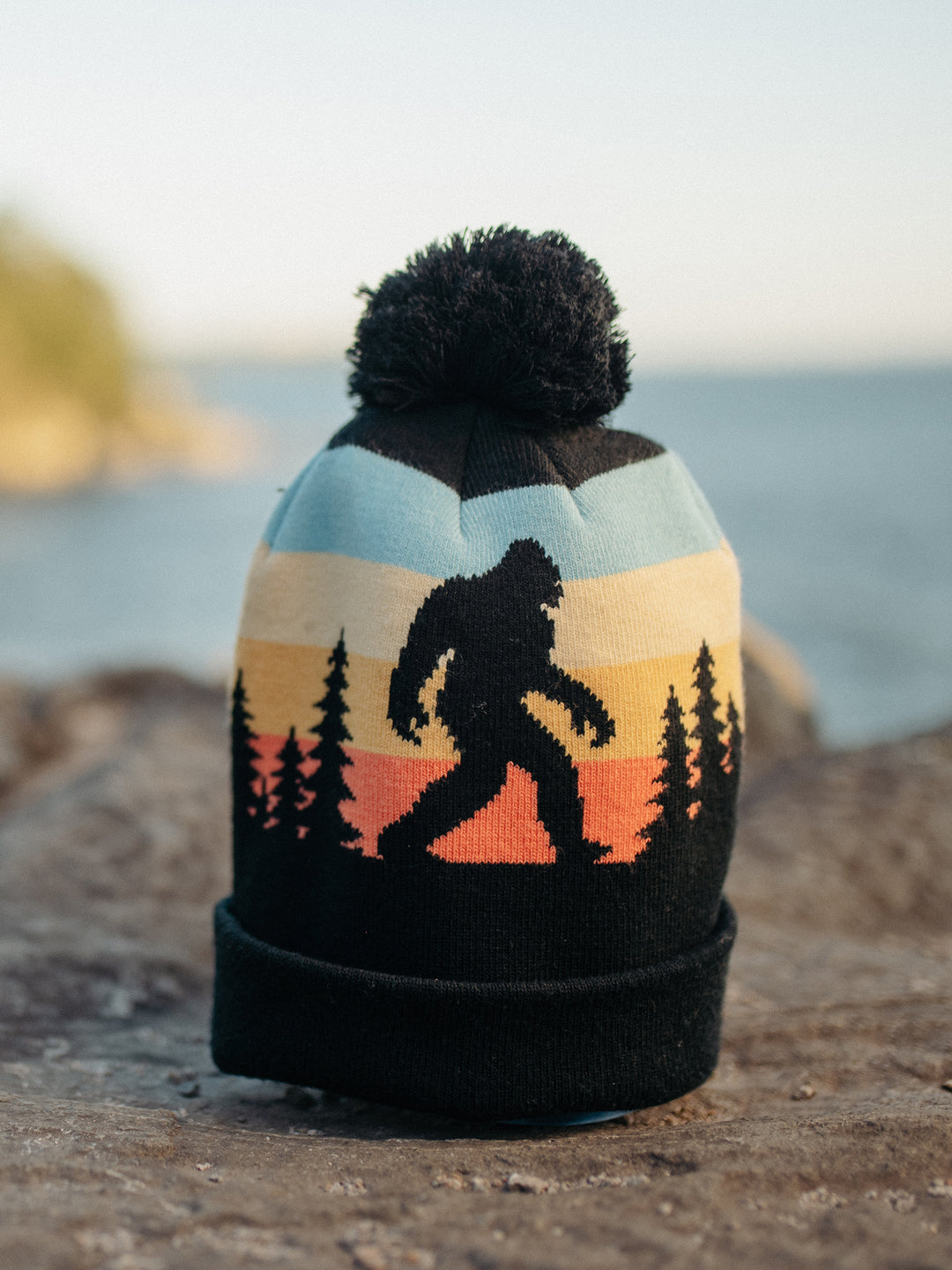 Great Smoky Mountains Beanie Hat with Pom Pom Bigfoot Sasquatch Hiking Knit Cap Gift