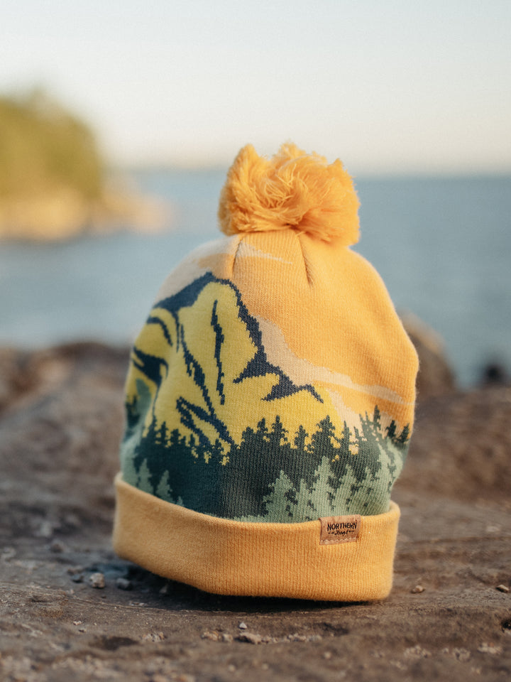 Yosemite National Park Beanie Hat Outdoor Hiking Knit Cap with Mountain Forest Pom Pom