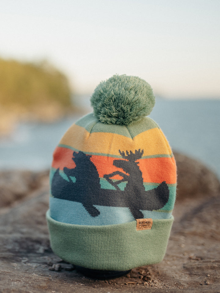 Lake Life Knit Beanie with Pom Pom Winter Hat – Canoe Adventure Outdoor Style