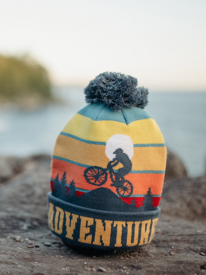 Adventure Beanie Knit Winter Hat with Pom Pom for Cycling Hiking Outdoor Sports