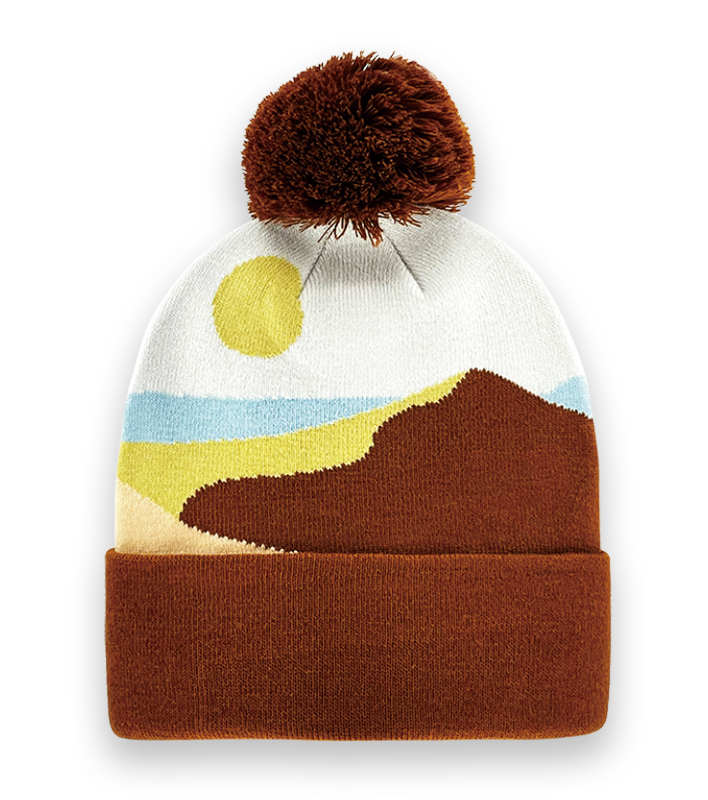 Unisex Knit Beanie – Mountain Landscape Winter Hat, Outdoor Nature Scene Warm Cap-NI60099