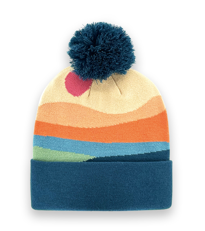 Sunset Landscape Knit Beanie – Colorful Unisex Winter Hat, Outdoor Adventure Warm Cap-NI60102