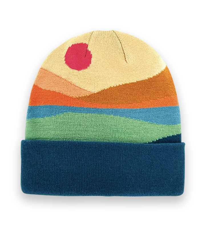 Sunset Landscape Knit Beanie – Colorful Unisex Winter Hat, Outdoor Adventure Warm Cap-NI60102