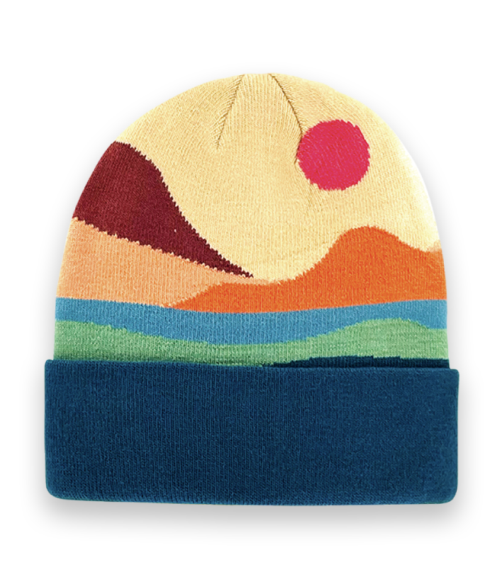 Sunset Landscape Knit Beanie – Colorful Unisex Winter Hat, Outdoor Adventure Warm Cap-NI60102