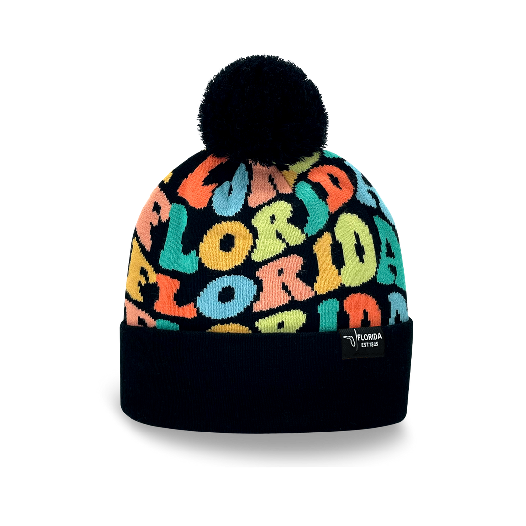 FLORIDA Colorful Pom Pom Beanie - Warm Knitted Winter Hat